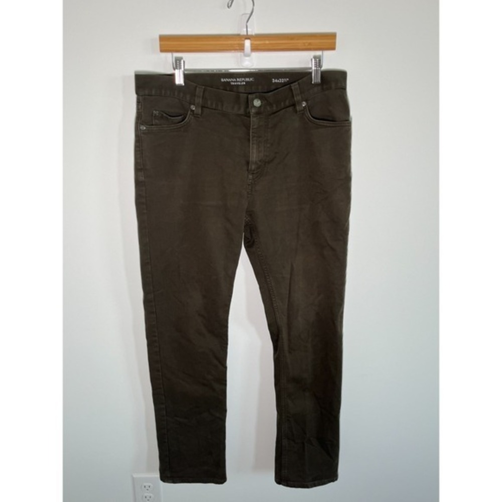 Banana Republic Pants Mens 34x32 Olive Traveler Slim Fit Chino Preppy